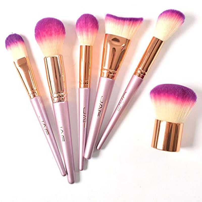 26Pcs Makeup Brush Set Professional Kabuki Full Face Contour Brush Set Pink Complete Vegan Brush Kit, Soft Make Pretty Cute Rose Gold Cosmetic Brush Purple