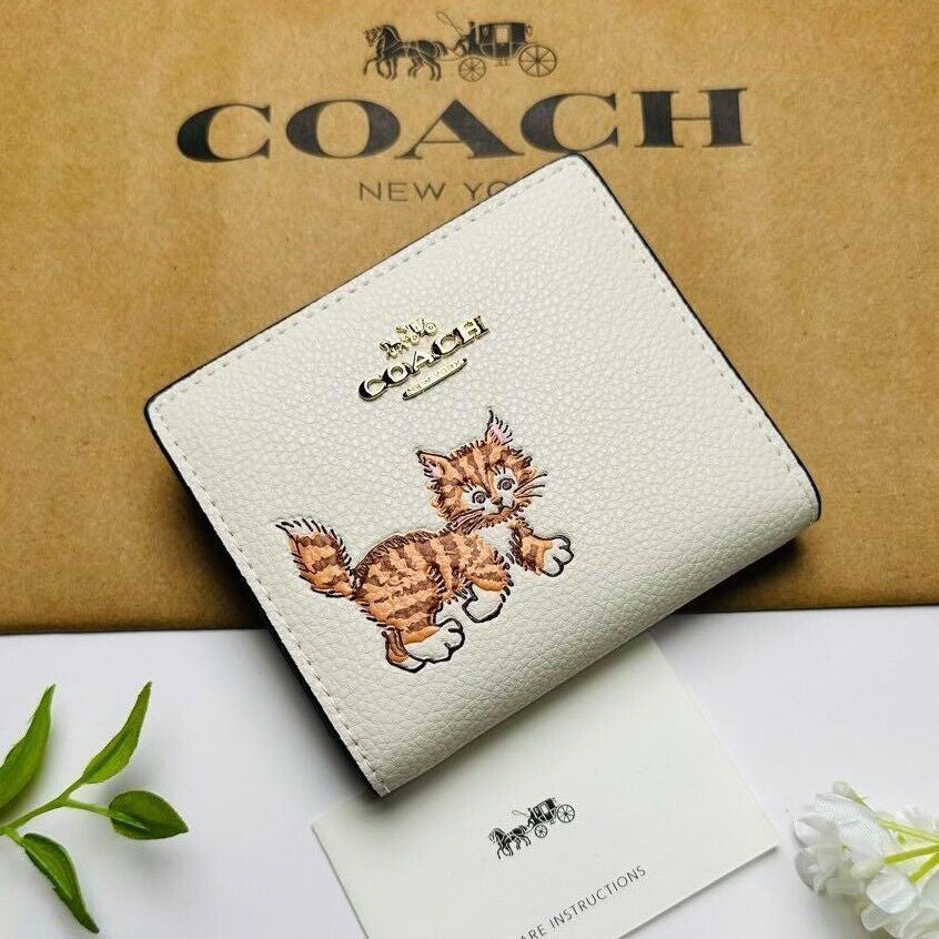 COACH Snap Wallet & Card Holder with Dancing Kitten Cat CC472 Outlet Japan New