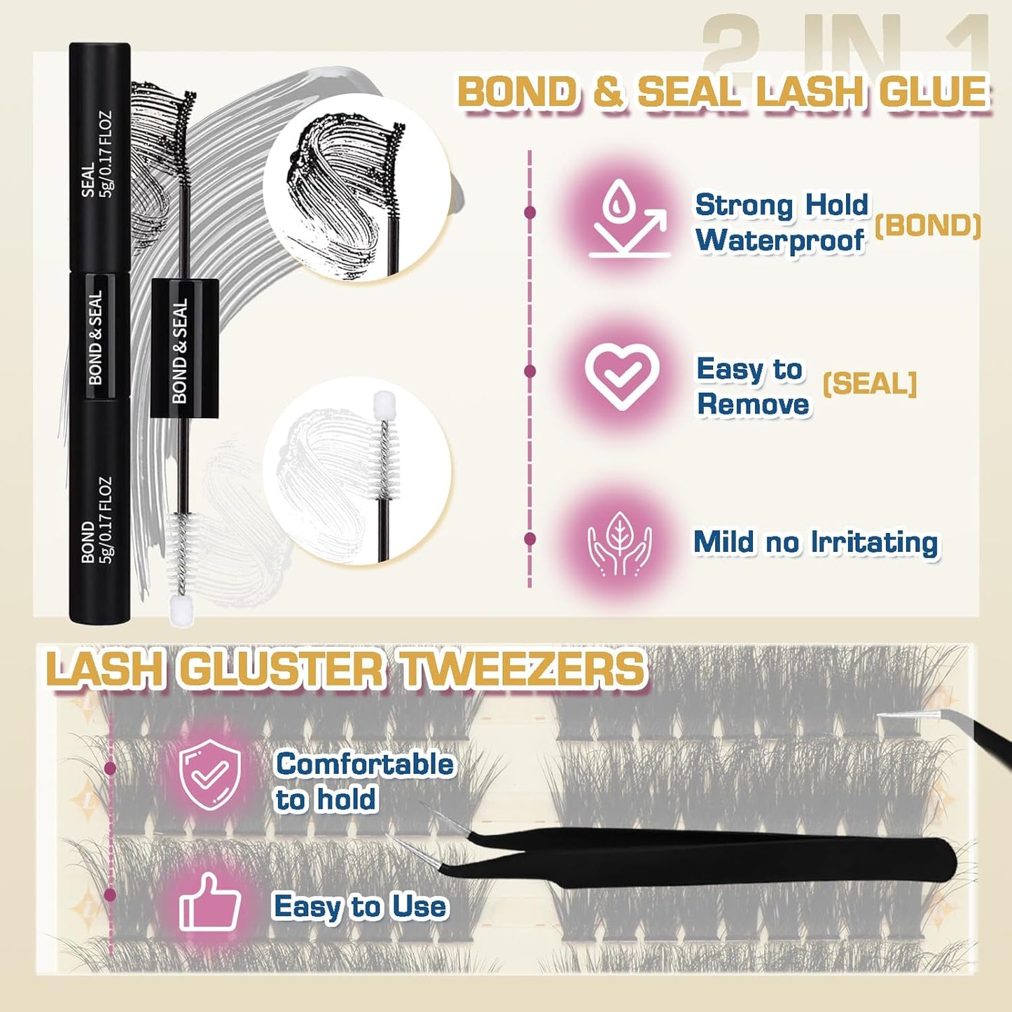 Fluffy Lash Extension Kit 12-20Mm 80D Thick Volume Lashes Left & Right Lash Clusters Cat Eye Lash Extensions Kit Cluster Eyelash Extensions Eyelash Clusters with Lash Bond and Seal and Lash Tweezers