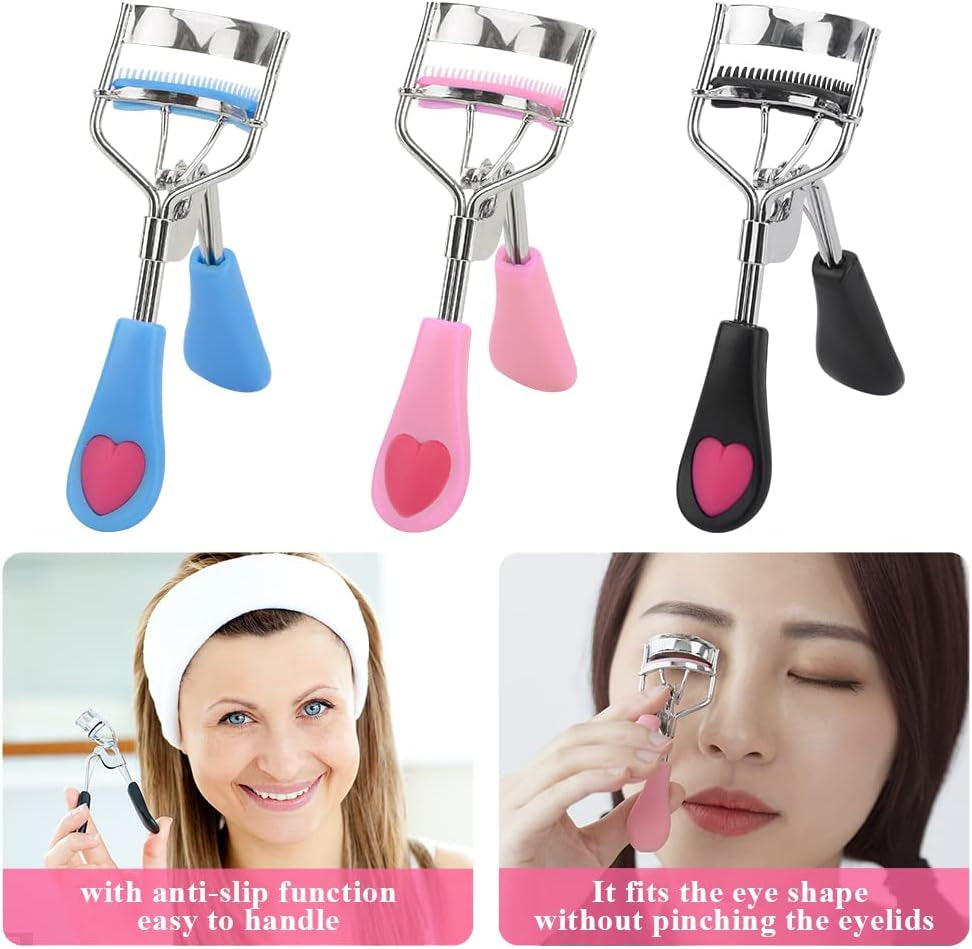 3Pcs Eyelash Curler with Built in Comb, False Eyelashes Accessory, Professional Eyes Makeup Tools for Women Curled Eyelashes(Size:3 PCS)