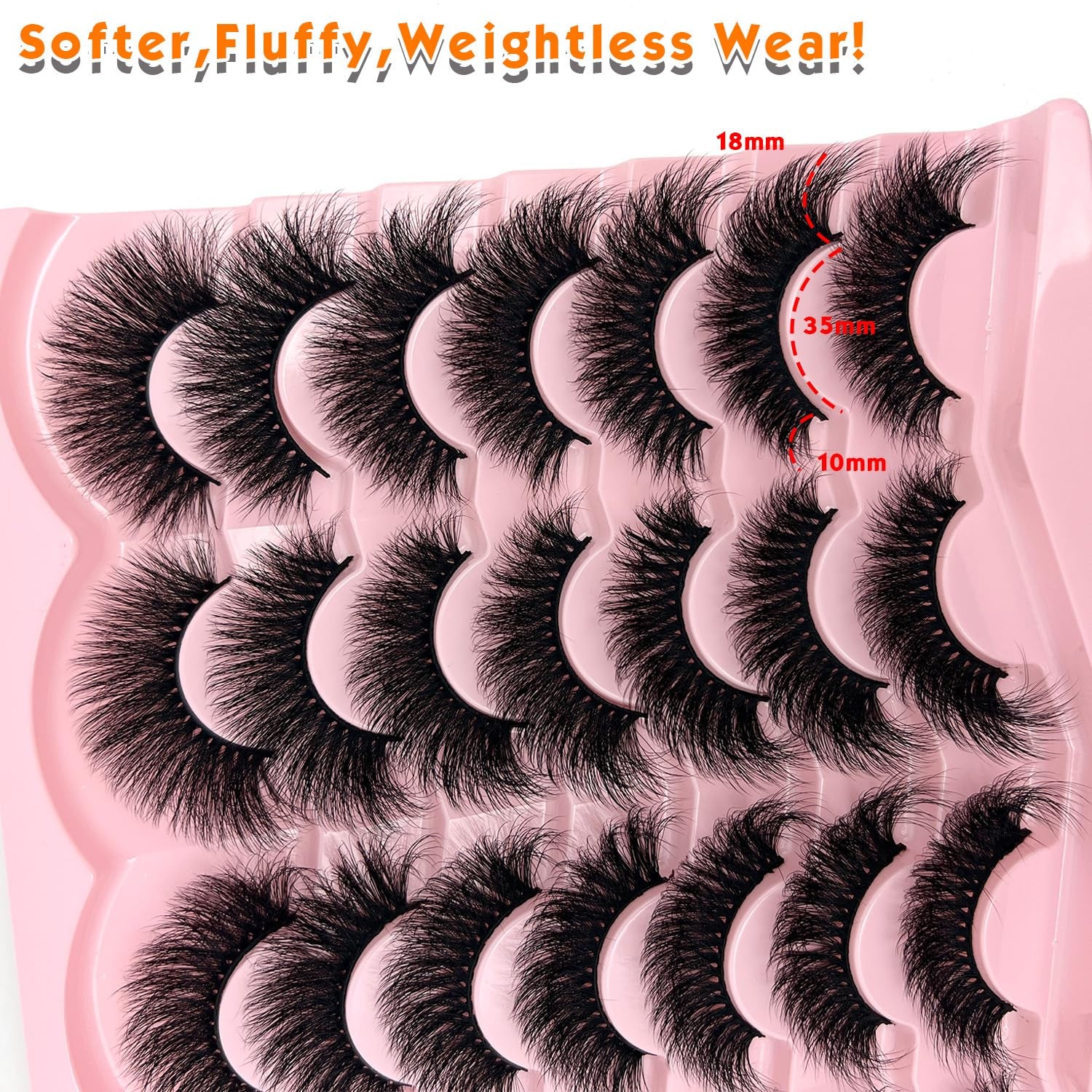 Fluffy Lashes Mink Wispy Cat Eye Faux Mink Eye Lashes Pack Soft Fake Strip Eyelashes 18Mm Long Volume False Eyelashes Natural Look