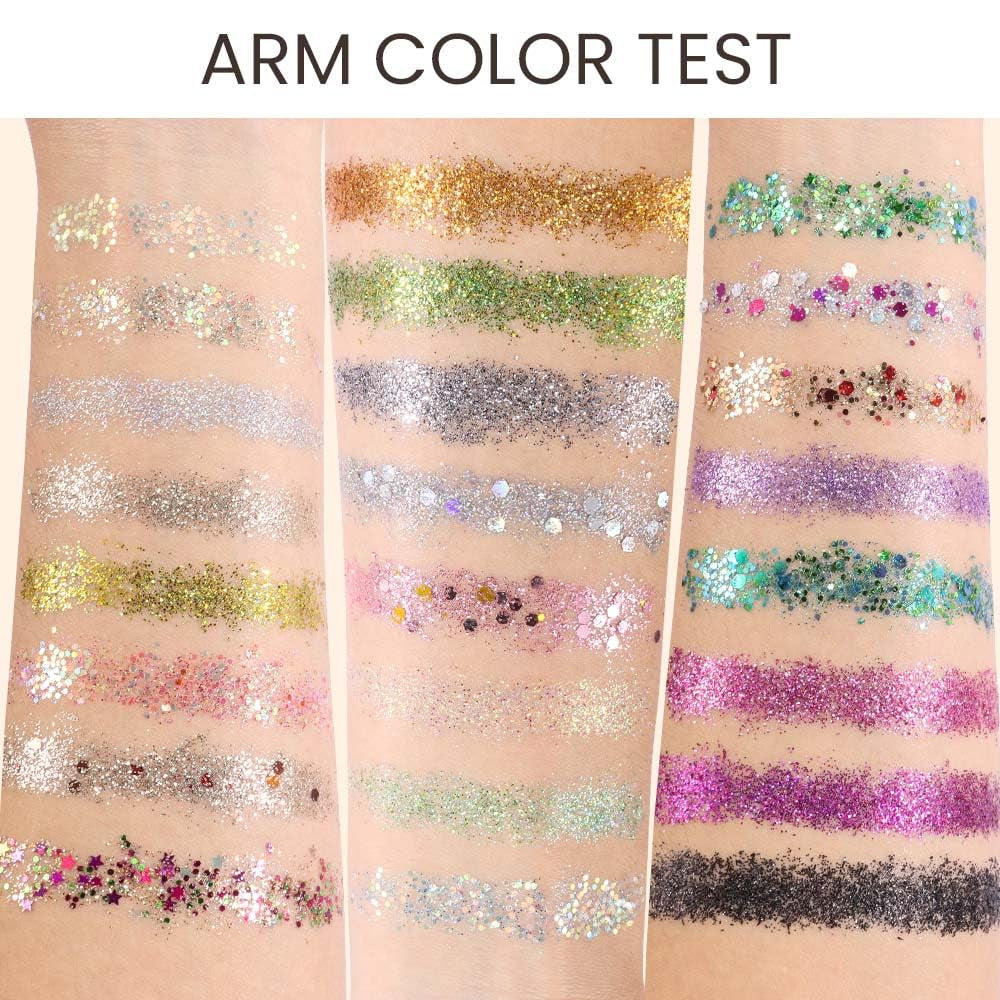 24 Colors Glitter Sparkle Eyeshadow Makeup Palette Pallets for Women, Colorful Eye Shadow Pressed Powder Black White Pink Green Blue Shimmer Eyeshadow Glue Gel Sombras De Ojos Profesional 01#