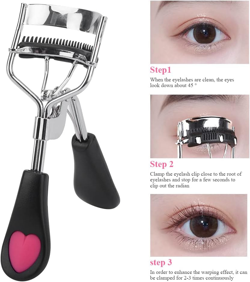 3Pcs Eyelash Curler with Built in Comb, False Eyelashes Accessory, Professional Eyes Makeup Tools for Women Curled Eyelashes(Size:3 PCS)