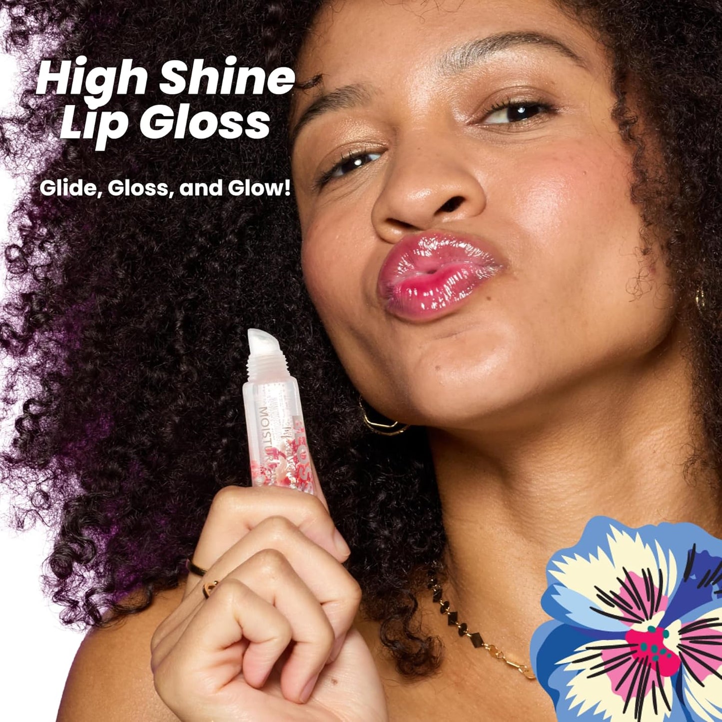 Lip Gloss Tubes, Candy Cane Scented Thick Clear High Shine Moisturizing Flower Lip Gel with Nourishing Jojoba Seed Oil, Infused with Real Flowers, 0.3Oz, Candy Cane